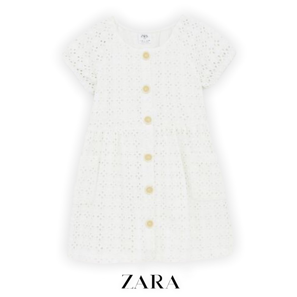 Zara White Eyelet Kids Dress size 5T